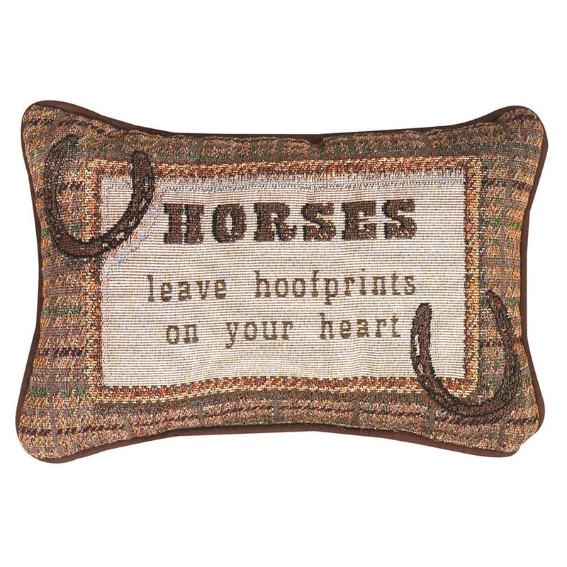 Manual 12.5 x 8.5-Inch Decorative Embroidered Word Pillow, Horses Leave Hoofprints